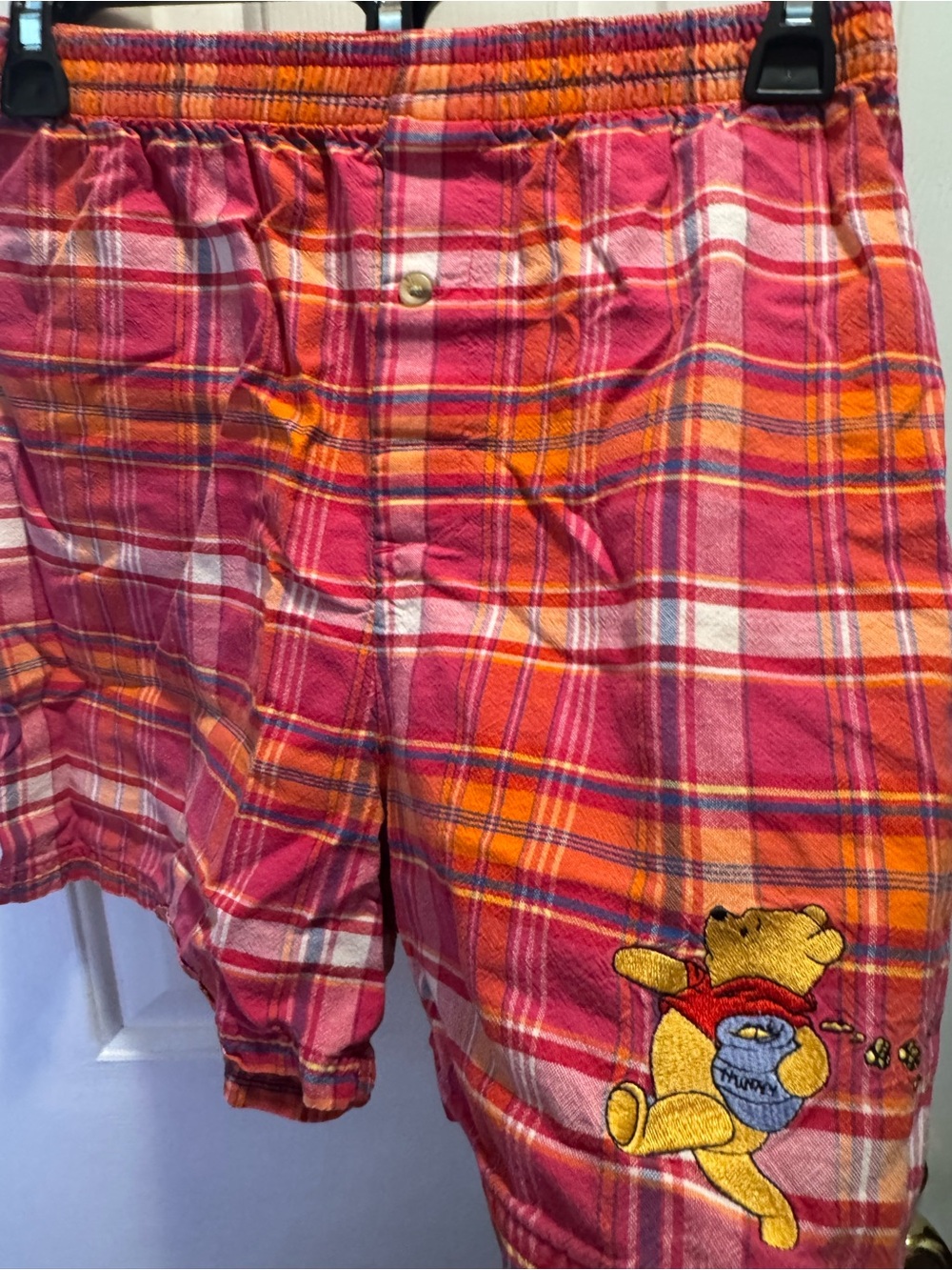 Vintage 90’s kids Winnie the Pooh embroidered Pink Plaid Kids Shorts